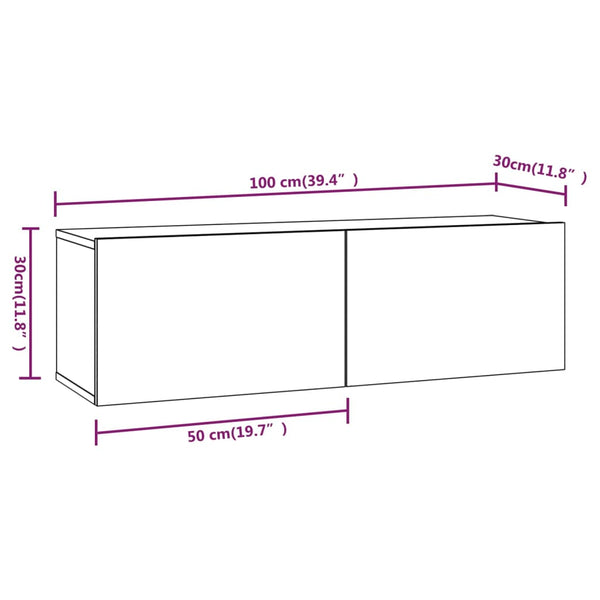vidaXL 4-Piece TV Cabinet Set Concrete Grey Engineered Wood