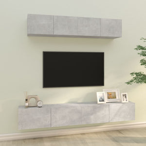 vidaXL 4-Piece TV Cabinet Set Concrete Grey Engineered Wood