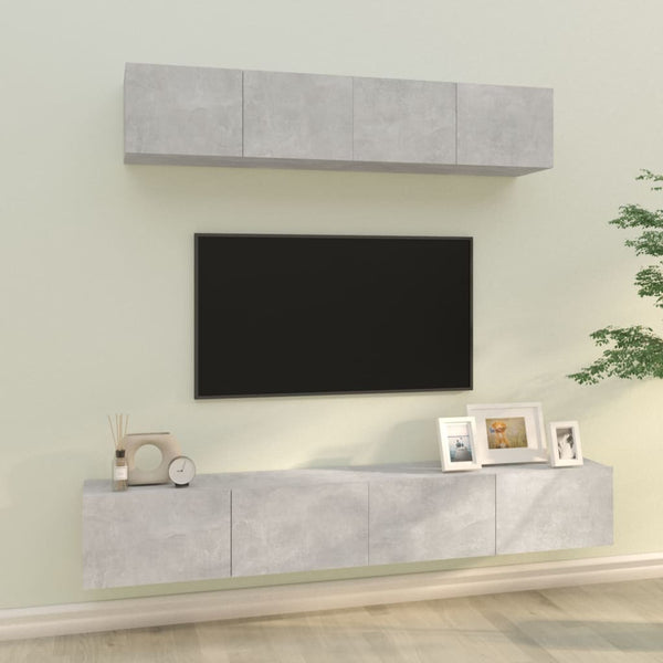 vidaXL 4-Piece TV Cabinet Set Concrete Grey Engineered Wood