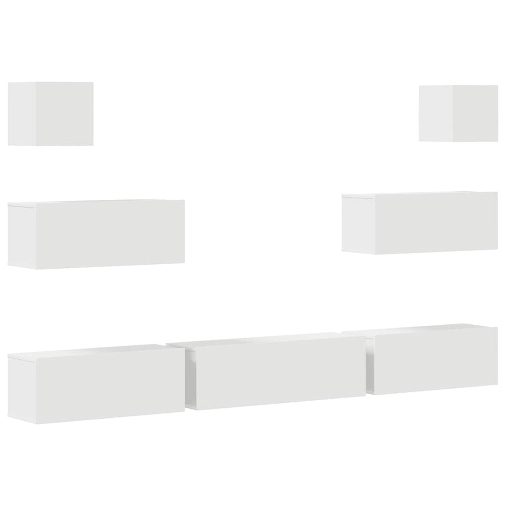vidaXL 7-Piece TV Cabinet Set White Engineered Wood