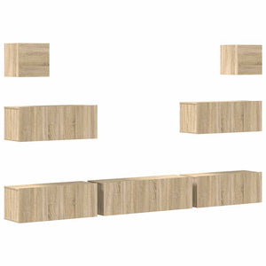 vidaXL 7-Piece TV Cabinet Set Sonoma Oak Engineered Wood