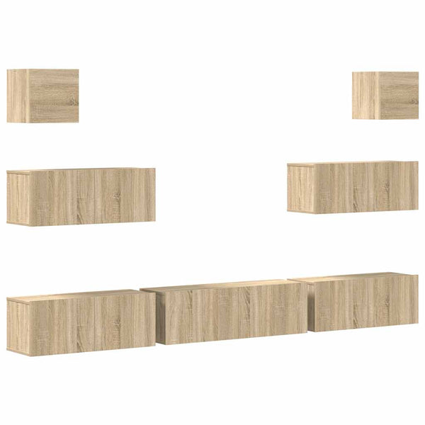 vidaXL 7-Piece TV Cabinet Set Sonoma Oak Engineered Wood