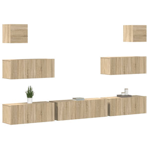 vidaXL 7-Piece TV Cabinet Set Sonoma Oak Engineered Wood