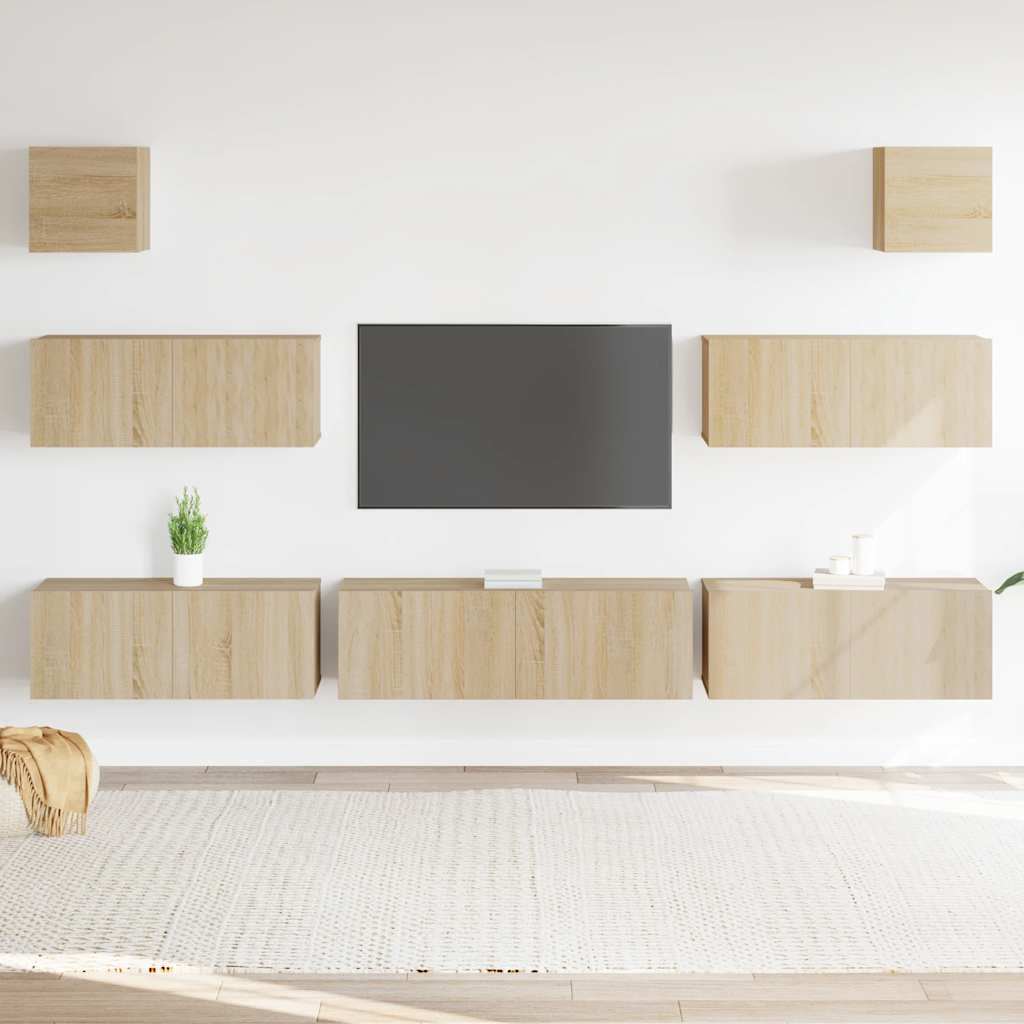 vidaXL 7-Piece TV Cabinet Set Sonoma Oak Engineered Wood