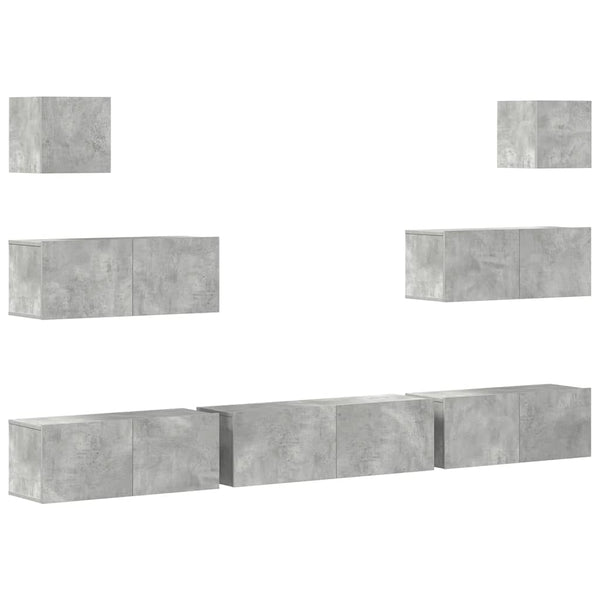 vidaXL 7-Piece TV Cabinet Set Concrete Grey Engineered Wood