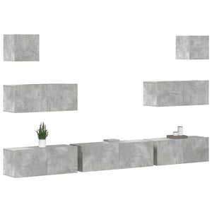 vidaXL 7-Piece TV Cabinet Set Concrete Grey Engineered Wood