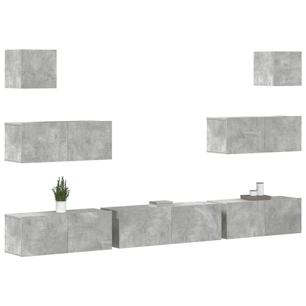 vidaXL 7-Piece TV Cabinet Set Concrete Grey Engineered Wood