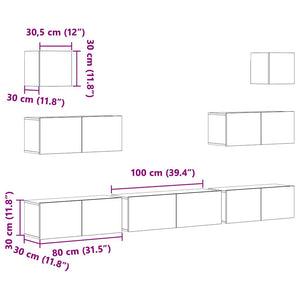 vidaXL 7-Piece TV Cabinet Set Concrete Grey Engineered Wood