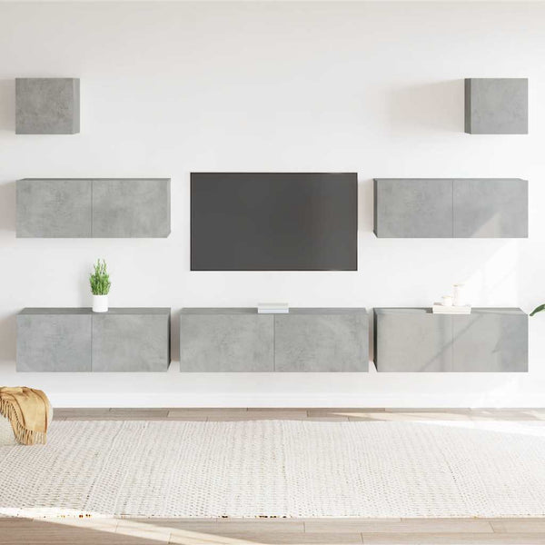 vidaXL 7-Piece TV Cabinet Set Concrete Grey Engineered Wood