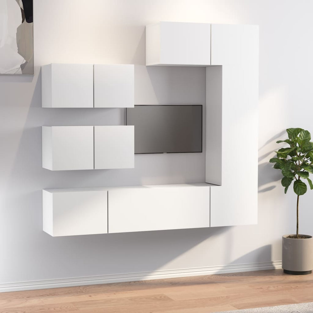 vidaXL 6-Piece TV Cabinet Set White Engineered Wood