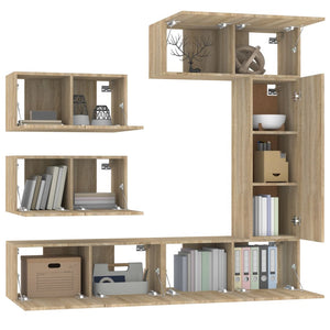 vidaXL 6-Piece TV Cabinet Set Sonoma Oak Engineered Wood