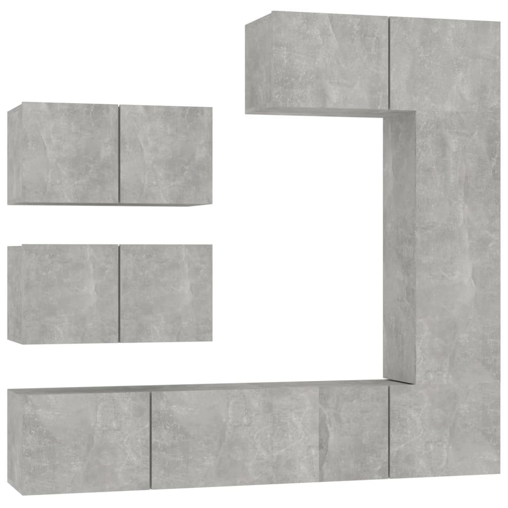 vidaXL 6-Piece TV Cabinet Set Concrete Grey Engineered Wood