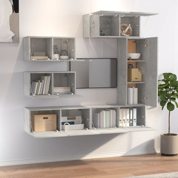 vidaXL 6-Piece TV Cabinet Set Concrete Grey Engineered Wood