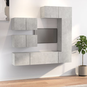 vidaXL 6-Piece TV Cabinet Set Concrete Grey Engineered Wood