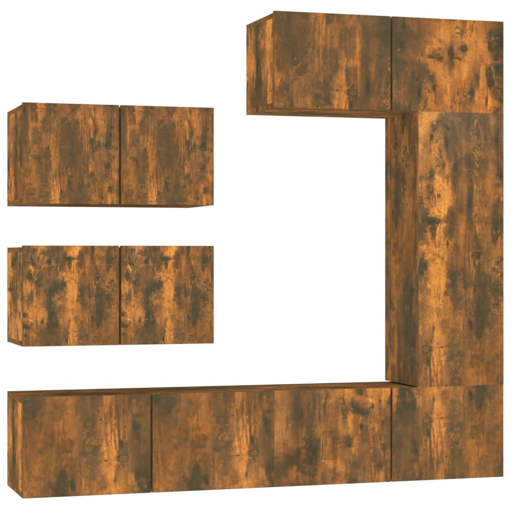 vidaXL 6-Piece TV Cabinet Set Smoked Oak Engineered Wood
