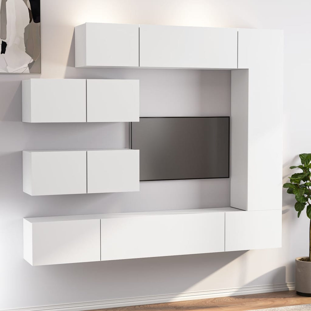 vidaXL 7-Piece TV Cabinet Set White Engineered Wood