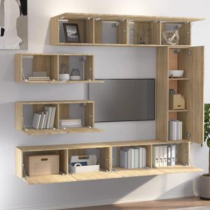 vidaXL 7-Piece TV Cabinet Set Sonoma Oak Engineered Wood