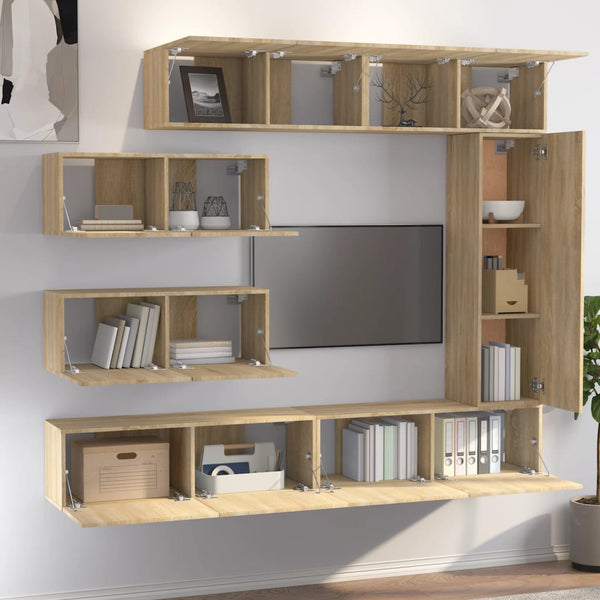 vidaXL 7-Piece TV Cabinet Set Sonoma Oak Engineered Wood
