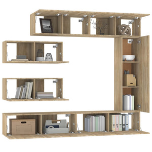 vidaXL 7-Piece TV Cabinet Set Sonoma Oak Engineered Wood