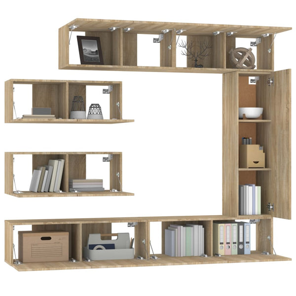 vidaXL 7-Piece TV Cabinet Set Sonoma Oak Engineered Wood