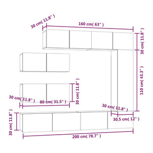 vidaXL 7-Piece TV Cabinet Set Sonoma Oak Engineered Wood