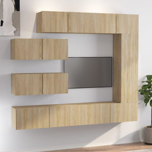 vidaXL 7-Piece TV Cabinet Set Sonoma Oak Engineered Wood