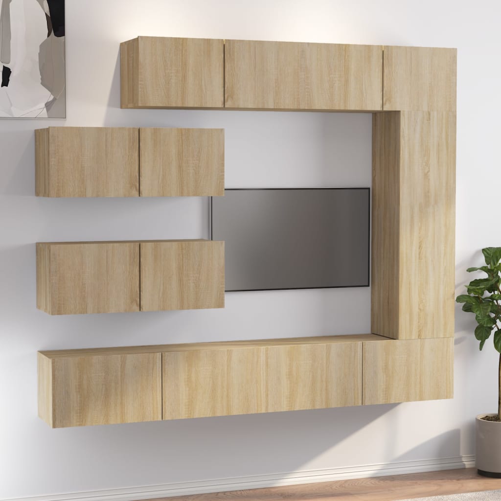 vidaXL 7-Piece TV Cabinet Set Sonoma Oak Engineered Wood