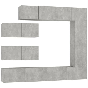 vidaXL 7-Piece TV Cabinet Set Concrete Grey Engineered Wood