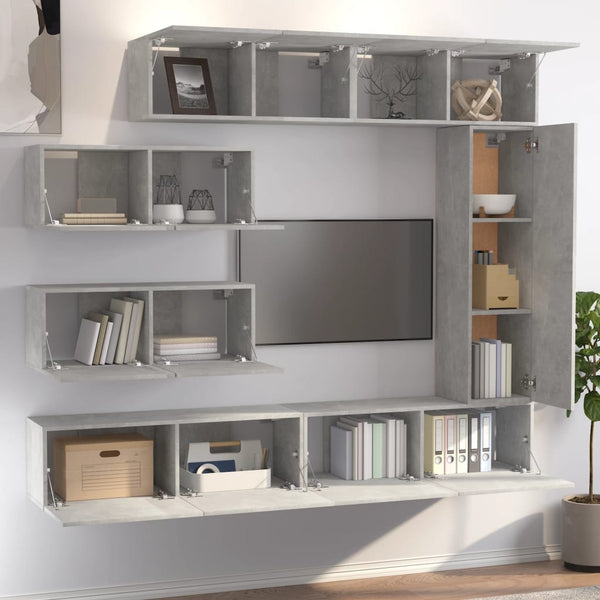 vidaXL 7-Piece TV Cabinet Set Concrete Grey Engineered Wood
