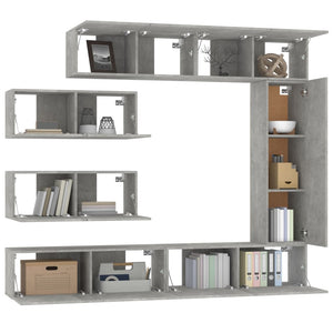 vidaXL 7-Piece TV Cabinet Set Concrete Grey Engineered Wood