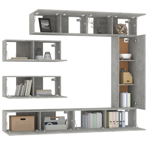 vidaXL 7-Piece TV Cabinet Set Concrete Grey Engineered Wood
