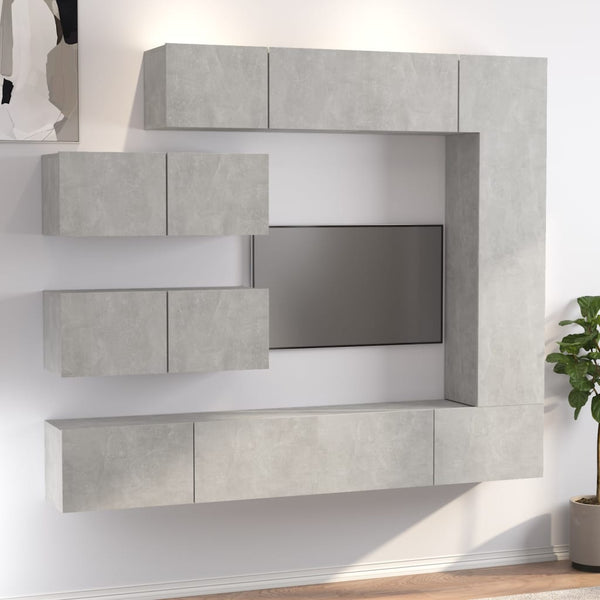 vidaXL 7-Piece TV Cabinet Set Concrete Grey Engineered Wood