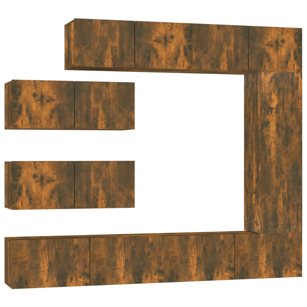 vidaXL 7-Piece TV Cabinet Set Smoked Oak Engineered Wood