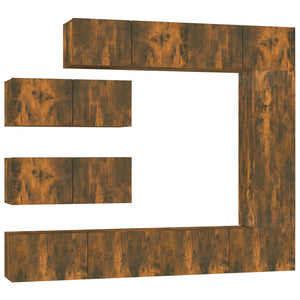 vidaXL 7-Piece TV Cabinet Set Smoked Oak Engineered Wood