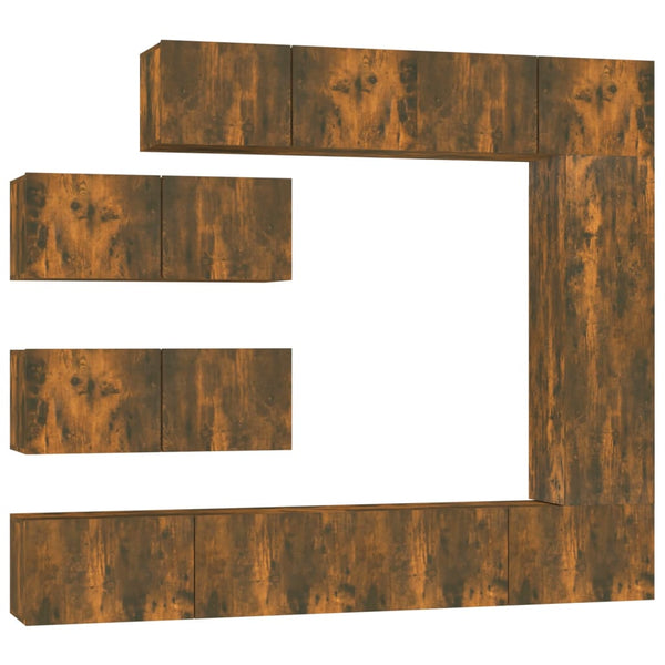 vidaXL 7-Piece TV Cabinet Set Smoked Oak Engineered Wood