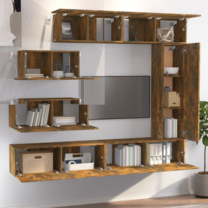 vidaXL 7-Piece TV Cabinet Set Smoked Oak Engineered Wood
