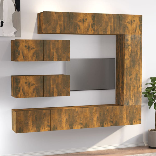 vidaXL 7-Piece TV Cabinet Set Smoked Oak Engineered Wood
