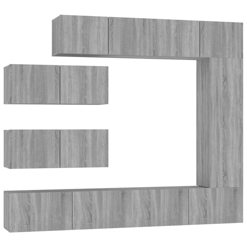 vidaXL 7-Piece TV Cabinet Set Sonoma Grey Engineered Wood