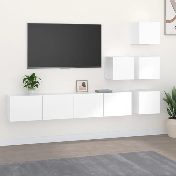 vidaXL TV Wall Cabinet White Engineered Wood