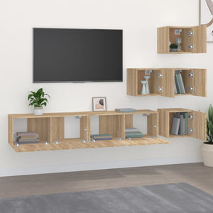 vidaXL TV Wall Cabinet Sonoma Oak Engineered Wood