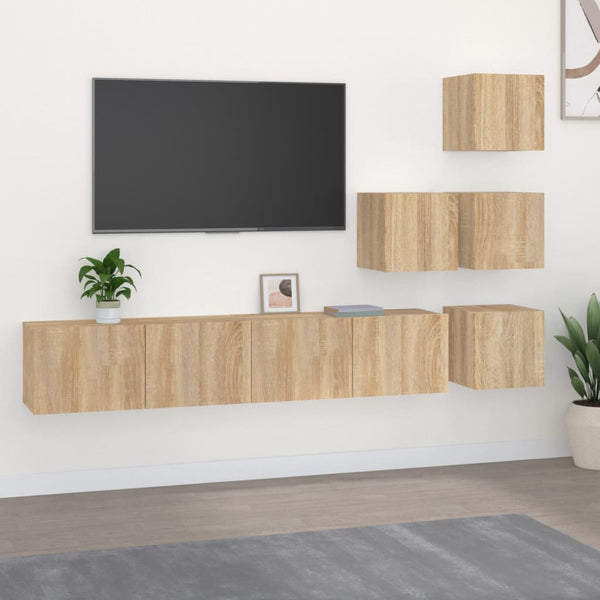 vidaXL TV Wall Cabinet Sonoma Oak Engineered Wood