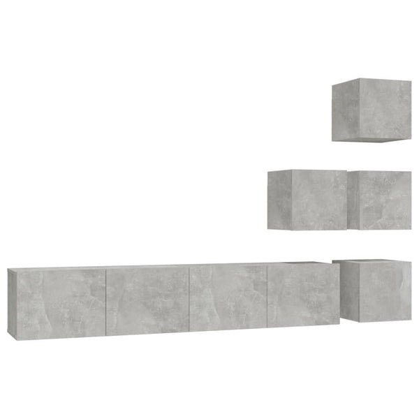 vidaXL TV Wall Cabinet Concrete Grey Engineered Wood