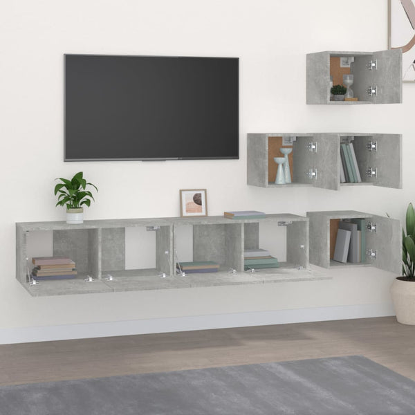 vidaXL TV Wall Cabinet Concrete Grey Engineered Wood