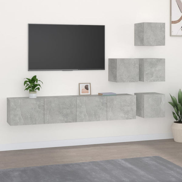 vidaXL TV Wall Cabinet Concrete Grey Engineered Wood