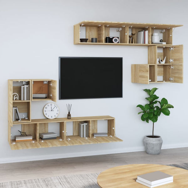 vidaXL TV Wall Cabinet Sonoma Oak Engineered Wood