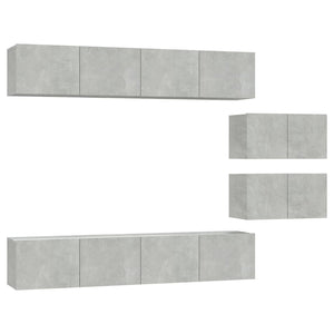 vidaXL 6-Piece TV Cabinet Set Concrete Grey Engineered Wood