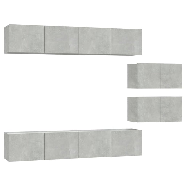 vidaXL 6-Piece TV Cabinet Set Concrete Grey Engineered Wood