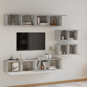 vidaXL 6-Piece TV Cabinet Set Concrete Grey Engineered Wood