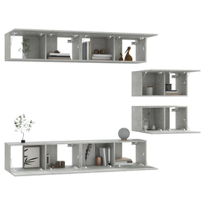 vidaXL 6-Piece TV Cabinet Set Concrete Grey Engineered Wood