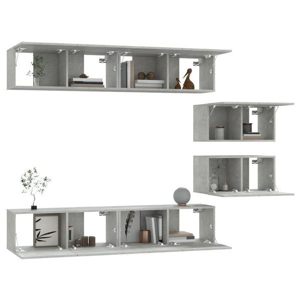vidaXL 6-Piece TV Cabinet Set Concrete Grey Engineered Wood